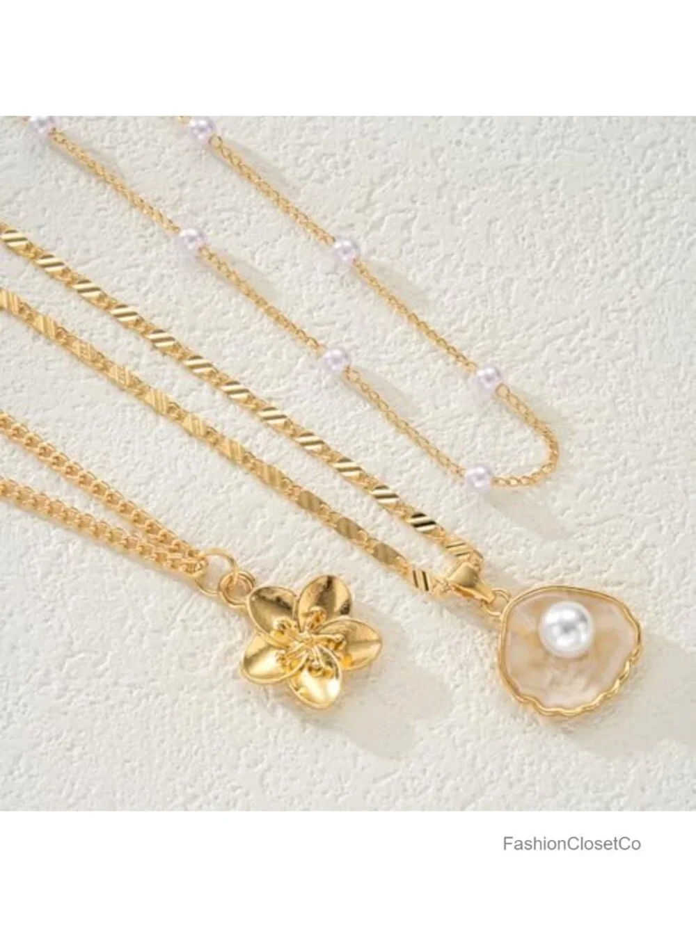 3Pc Layered Necklace Set 14K Gold Plated Fish Boho Choker